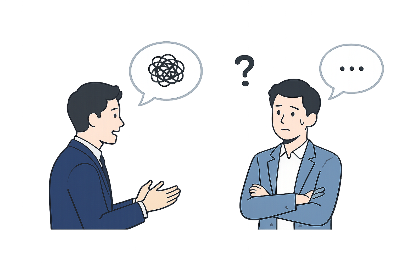 打ち合わせで認識がずれるシーン